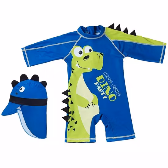 Fashion Kids Swimsuit Wholesale One-Piece Dinosaur Cartoon Printed Boys Swimwear